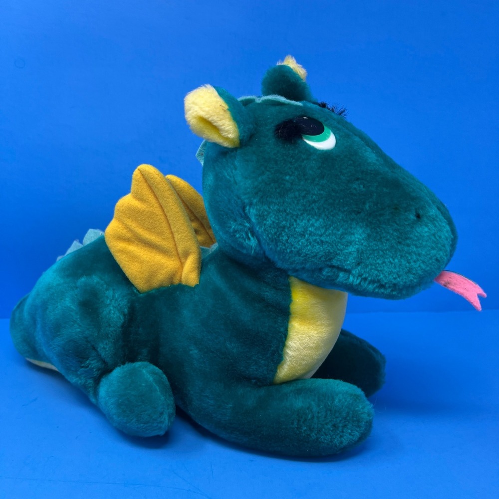 R‎ Dakin Puff Magic Dragon Plush 15 Inch Green Yellow Vintage 1987 Fun Farm Toy